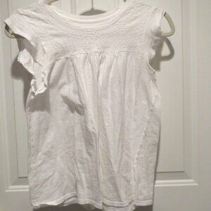 Share Lucky Brand Los Angleses White Cotton Cap Sleeve Embroidered Top Sz Small